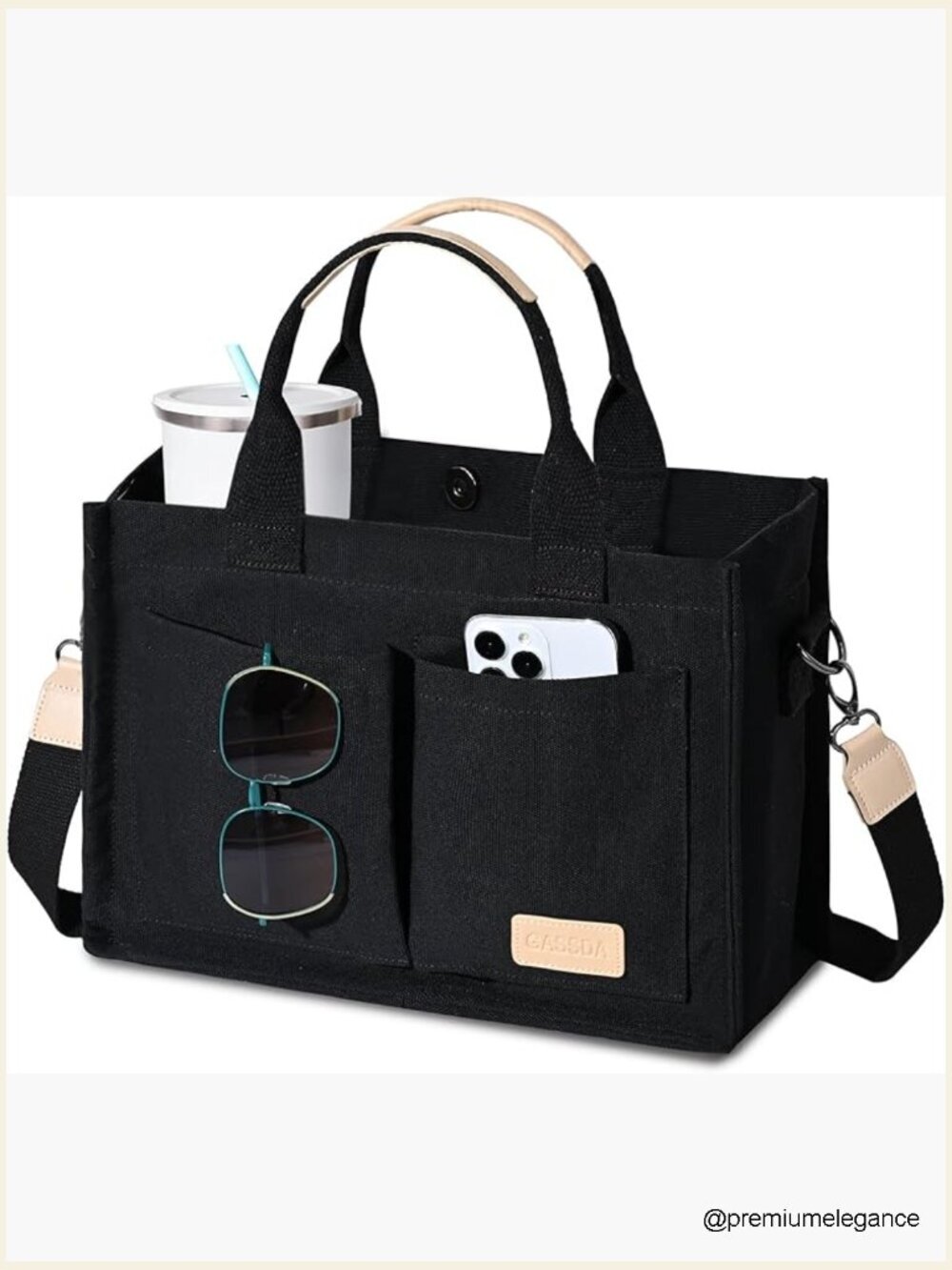 Canvas Tote Bag Crossbody Work Purse with Pockets Top Handle Handbag Laptop